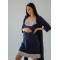 Комплект нічна сорочка + халат для вагітних і годуючих Марія Синій